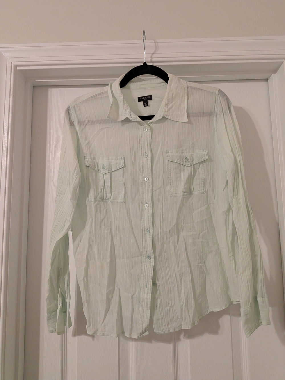 Talbots Pale Mint Green Button-Down Shirt